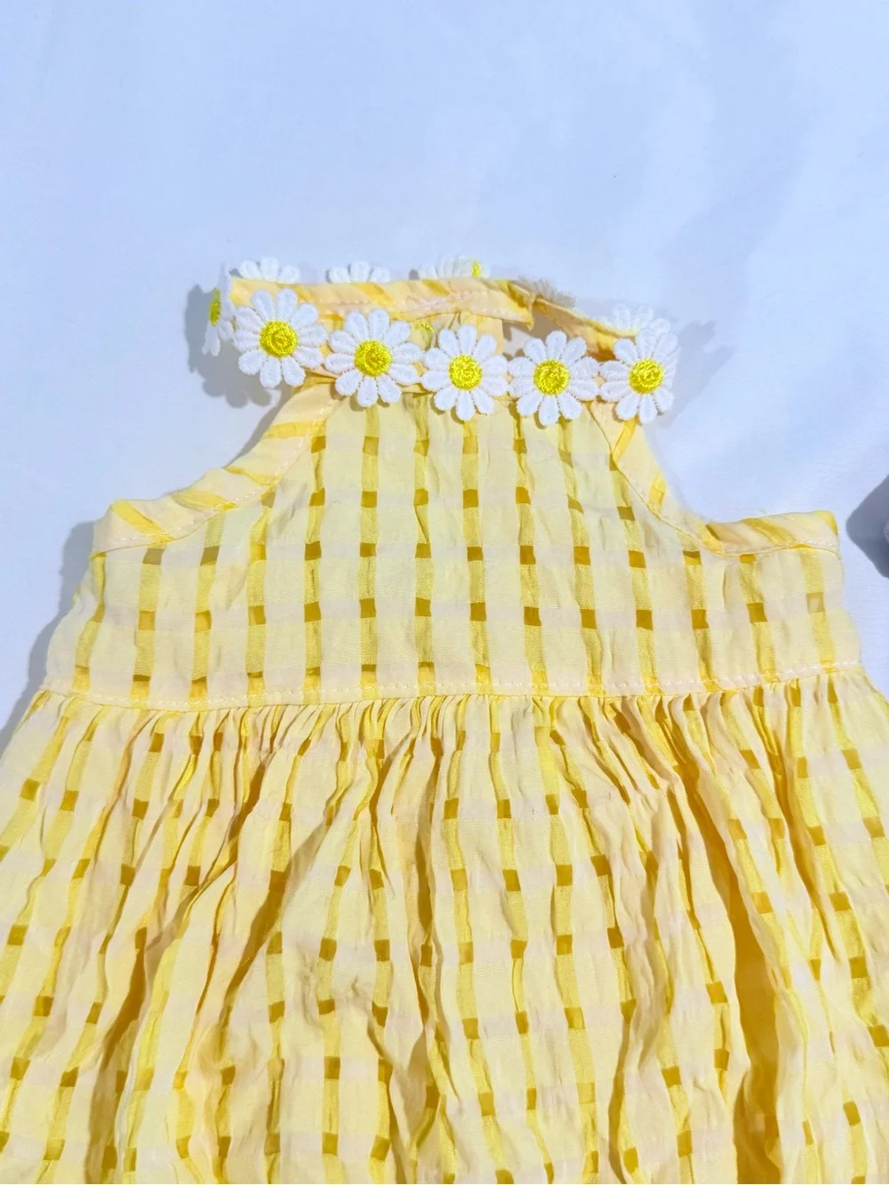 Yellow Daisy Trim Sundress & Lavender Smocked Romper Set